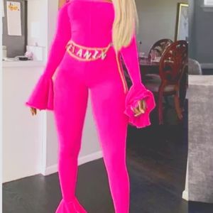 Women Silky HOT Pink Jumpsuit